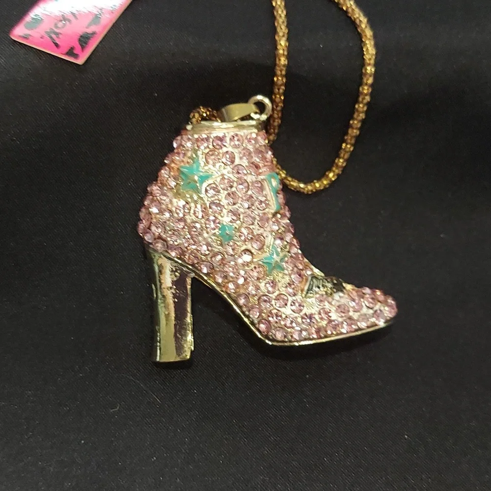 Betsey Johnson Pink Boot Pendant Necklace - Picture 4 of 6